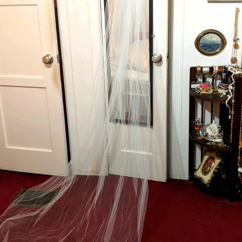 Very long 1 layer bridal veil